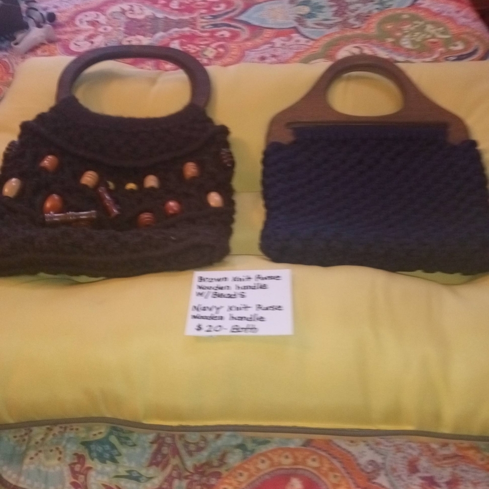 2 purse's knit wooden handles